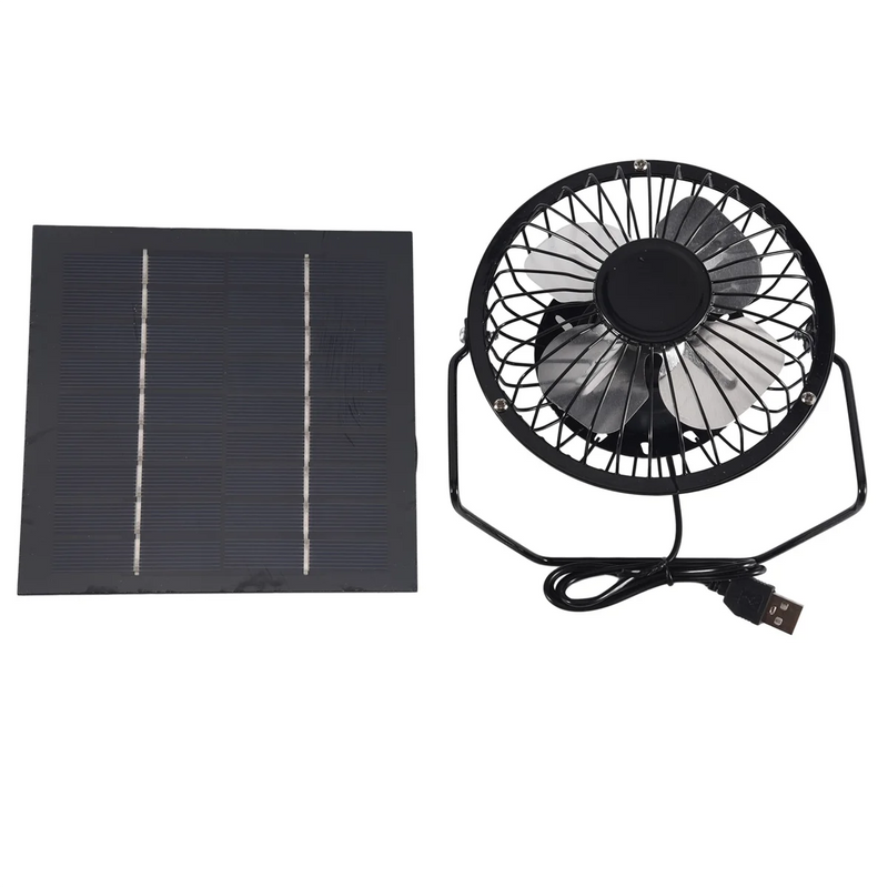 Mini Solar Panel Powered Ventilator Fan Portable 5W 4 Inch Greenhouse Solar Exhaust Fan for Office Outdoor