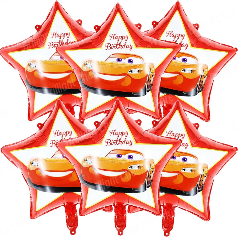 Disney Lightning McQueen Foil Balloons Set,Cars Birthday Decorations, Baby Shower, Race Car, Party Supplies, Gifts, 18Inch, 6Pcs