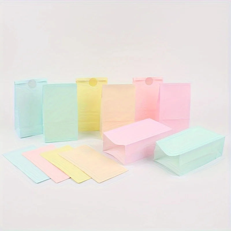 12 Pcs Large Vibrant Paper Gift Bags - Colorful, Mixed Loading, Reusable, Multi-Color Kraft Paper Bag of Fun Stickers