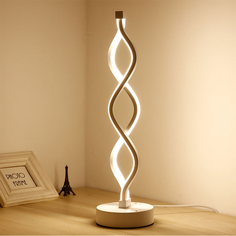 Simple Line Style LED Light Bar Table Lamp Reading Lighting Bedroom Decorative Arc Table Lamp Spiral Aluminum Art Table Lamp