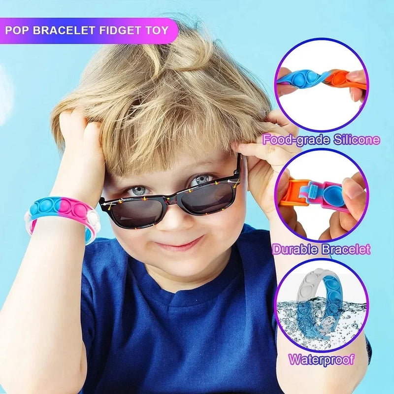 12/24/36PC Silicone Colorful Bubble Wristband for Children Birthday Party Wedding Guest Gifts Souvenirs Carnival Christmas Gifts