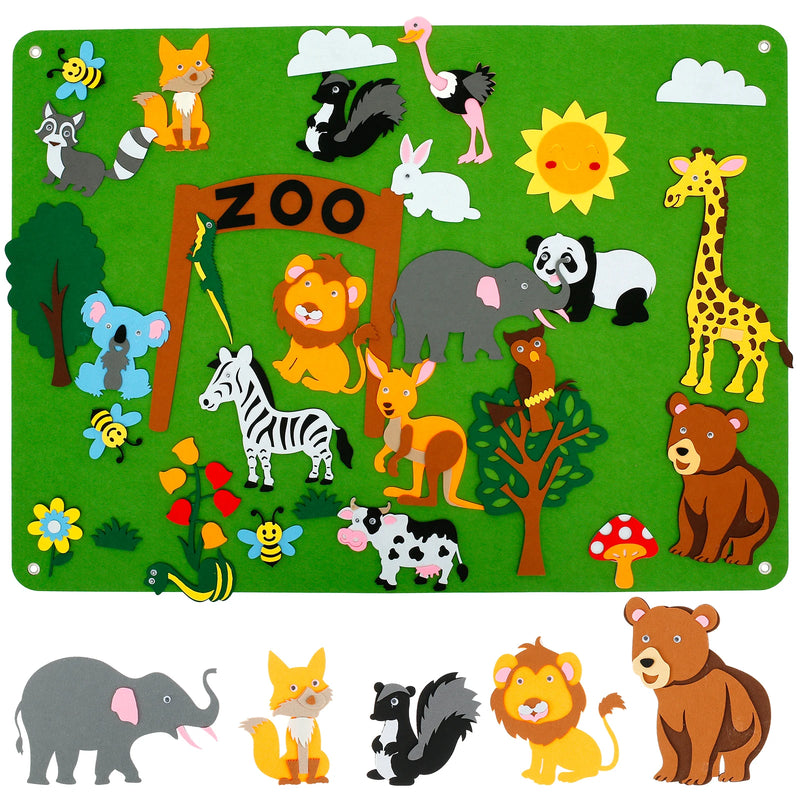 3.5Ft Farm Animals Felt-Board Story Set Children's Teaching Felt Board Early Learning Interactive Play Set Zoo Flannel Education