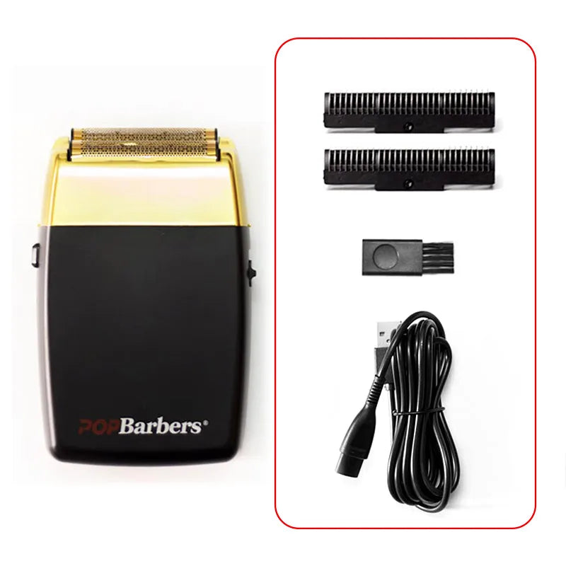 11000 RPM POP Barbers P620 Professional Electric Men's Beard Trimmer Double Foil Shaver Electric Shaver USB Hair Cutting Machine