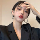 JWER Trendy Chain Huggie Hoop Earrings for Women Cz Simple Rhinestone Ear Buckle Chain Hoop Crystal Zircon Jewelry Accessories
