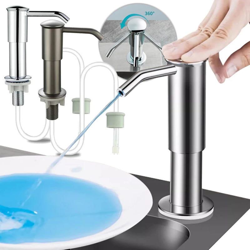 Kitchen Sink Soap Dispenser Upgraded Extended Tube Pump Dispenser Sink Countertop installation for Detergent and Hand Sanitizer