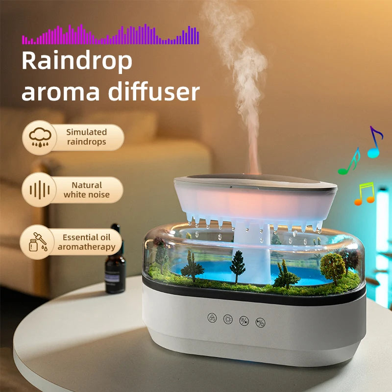 New Raindrop Aroma Diffuser with Greenery Landscape Humidification and Aromatherapy Function Suitable for Home Office Use