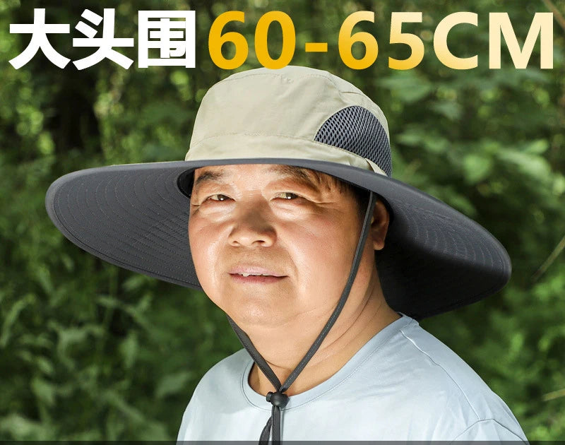 60-65cm Big Head Hat Large Size Big Head Big Face Fat Large Sun Hat man fisherman Sunscreen Cap fishing cap