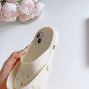 3D Cute Slippers Soft Silicone Phone Case for iPhone 16 Pro Max 15 14 13 12 11 Funny Breathable Shockproof Lanyard Strap Cover