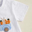 Summer Easter Kids Baby Boy Outfits Short Sleeve Embroidery T-Shirt + Shorts Set Fall Clothes Set