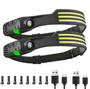 COB LED Sensor Headlamp USB Rechargeable Flashlight Built-in 1200 MAh Battery  5 Lighting Modes Torch Outdoor Camping Lantern