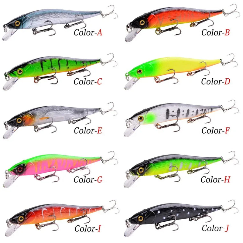 Aorace Minnow Fishing Lure 11.5cm 13.9g Floating Artificial Hard Bait Bass Wobbler Lures Crankbait Pike Treble Hooks Tackle