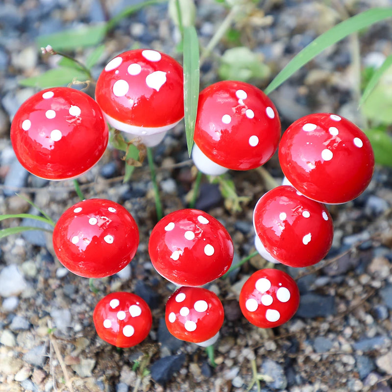 20Pcs Artificial Mini Resin Mushroom Miniatures Fairy Garden Landscape Moss Terrarium Crafts Potted MicroLandscape Decoration