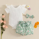 Toddler Girls 2-Piece Outfit Sleeveless Top with Polka Dot Shorts and Matching Headband Set for Summer Fun