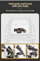 Luxurious Baby Stroller 3 in 1 Portable Travel Baby Carriage Fold Pram High Landscape Aluminum Frame Newborn Infant Stroller