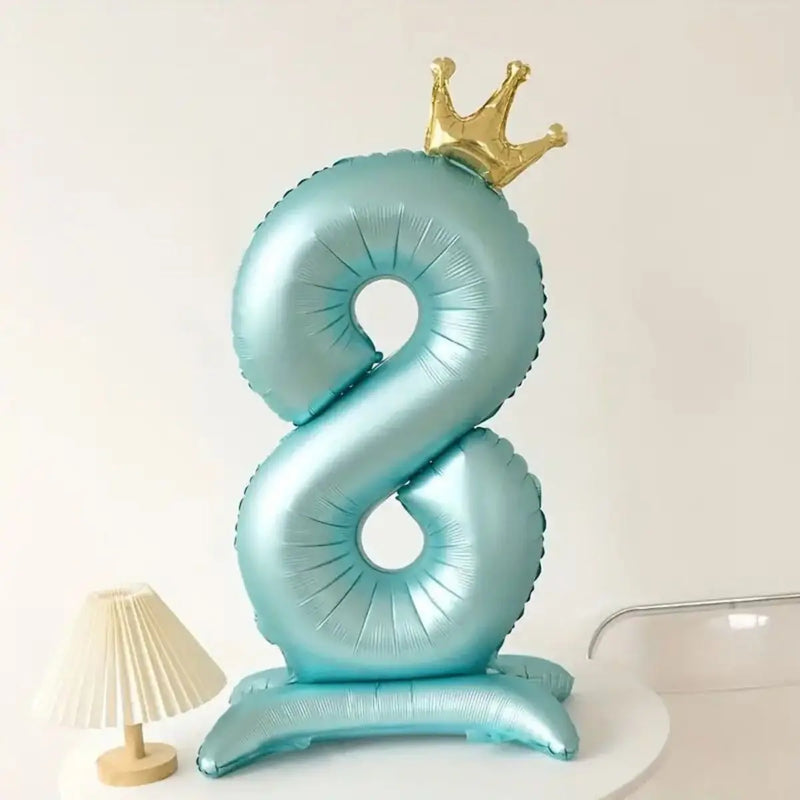 42INCH Blue Crown Number Stand Foil Balloon Large 0-9 Digital Birthday Balloons Wedding Party Gathering Decor Supplies Kids Gift
