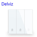 Delviz 16A wall light switch, grey crystal glass panel, Lamp push button switch controller, 1gang 2ways UK Standard Power Switch