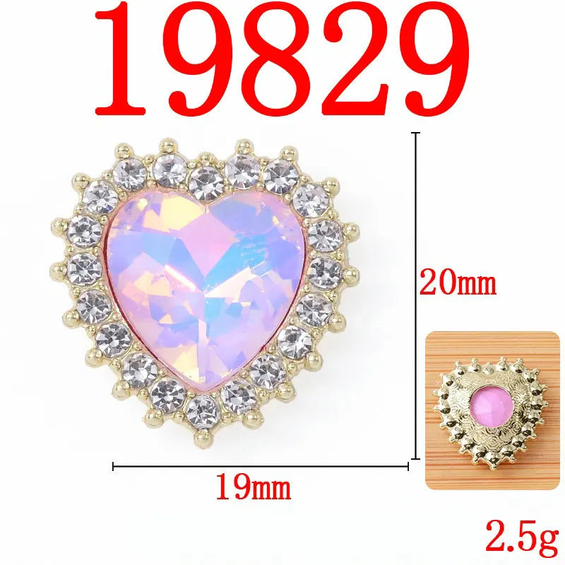 10Pcs Heart Decorative Button Full Diamond Mocha Colour Flower Plate Alloy Buckle Jewelry Accessories DIY Rhinestone Materials