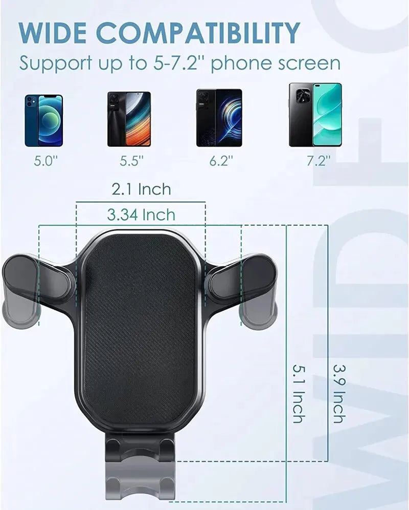 Air Vent Car Phone Holder Gravity Lock Phone Mount 360-Degree Flexible Adjustment Universal Auto Phone Stand for 4-7 Inches