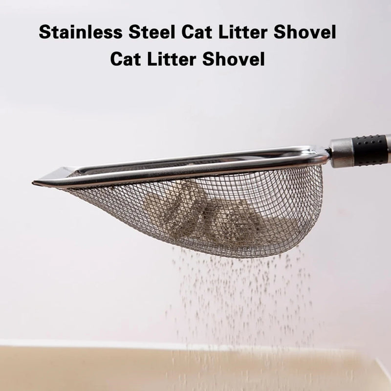 Cat Litter Shovel Pet Cleaning Tool Aluminum Alloy Cat Shovel For Cleaning Feces Fine Mesh Screen Cat Excrement Shovel Supplies