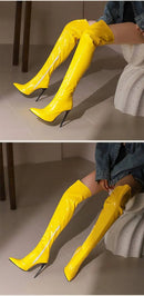 Autumn and Winter New Style Fashion High-heeled Women's Long Boots Sharp Toe Sexy Party Over The Knee Boots High 12cm Size 35-48