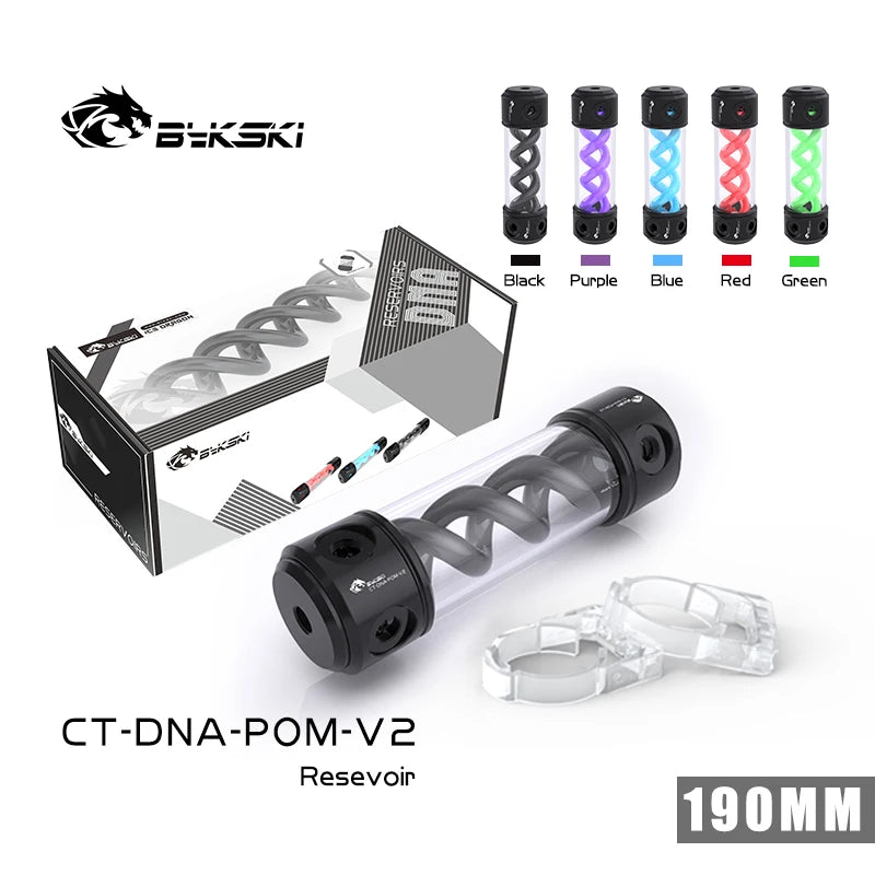 Bykski CT-DNA-POM-V2 T-virus DNA Cylindrical Tank Black POM Reservoir PC Water Cooling Water Tank RGB 12V/5V 190/260mm