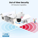 AOSU 3K UHD WiFi Floodlight Camera Outdoor 360° View Color Night Vision Wireless Security Camera PIR Detection 2-way Audio