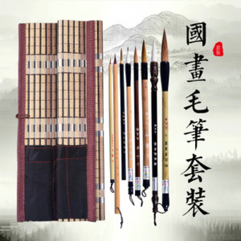 6/9/12/16Pcs Chinese Calligraphy Brushes Set With storage box Sumi Painting Writing Kanji Art Watercolor Brush