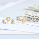 Einfache Metall 925 Sterling Silber Ohrnadel 26 Buchstaben Kleine Ohrringe Zirkon Exquisite Buchstabenohrringe Süße Mädchen Schmuck Geschenke