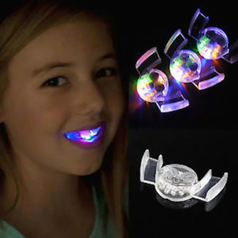 LED Light Up Mouth Braces Piece Glow Teeth Halloween Party Glow LED Teeth Flashing For Halloween Party Rave Glow Party Supplies