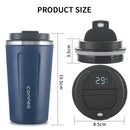 Stainless Steel Vacuum Insulated Travel Coffee Mug, Led Temperature Display Insulated Tumbler, Leak Proof with Lid 510ML
