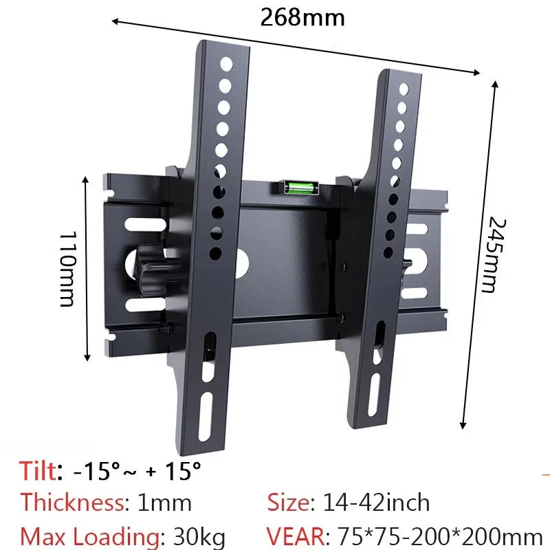 Universal Fixed TV Wall Mount Bracket  for Most 14-42" LED, LCD Plasma TVs Space Saving Tilts  Monitor stand Max VESA 200X200mm