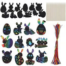 12pcs Easter Magic Scratch Paint Easter Eggs Crafts DIY for Making Holiday Gifts Egg Basket Fillers Party Decorations