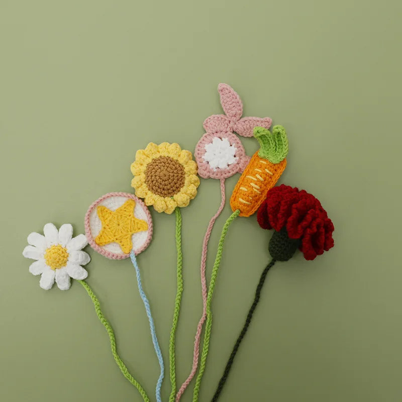 1PC Handmade Knitted Daisy Bookmark Stationery School Supplies Book Accessories Teacher Gift Book Clip Pagination Mark Bookmark