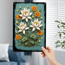 Vibrant Floral Wall Art Plaque - 2D Metal Sign with Lotus Flower Design, 8x12 Inches for Indoor/Outdoor Home & Garden Decor