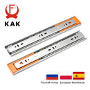 KAK 10" - 22" Stainless Steel Drawer Slides Soft Close Drawer Track Rail Sliding Three-Section Cabinet Slides Furniture Hardware
