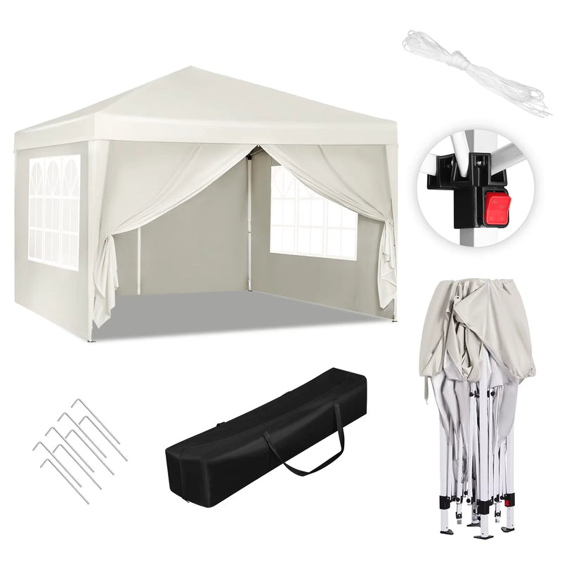 Foldable Canopy 3x3m Garden Tent Camping Pavillon Gazebo Waterproof UV Sun Protection with Carry Bag Sunshade Shelter