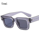 2023 New Retro Grey Square Sunglasses For Women Men Fashion transparen Frame Glasses  Eyewear Male Shades UV400 Rivets Eyeglasse