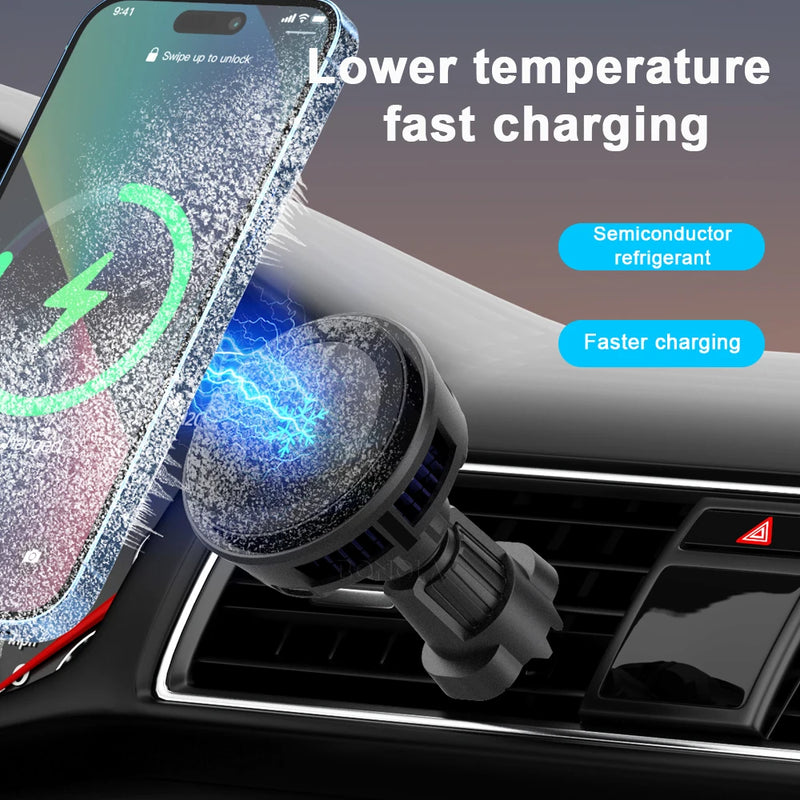 Bonola Magnetic Cooling Wireless Car Charger for iPhone 15 Pro/14 /13/12 Universal Car Air Vent Phone Wireless Chargers Holder