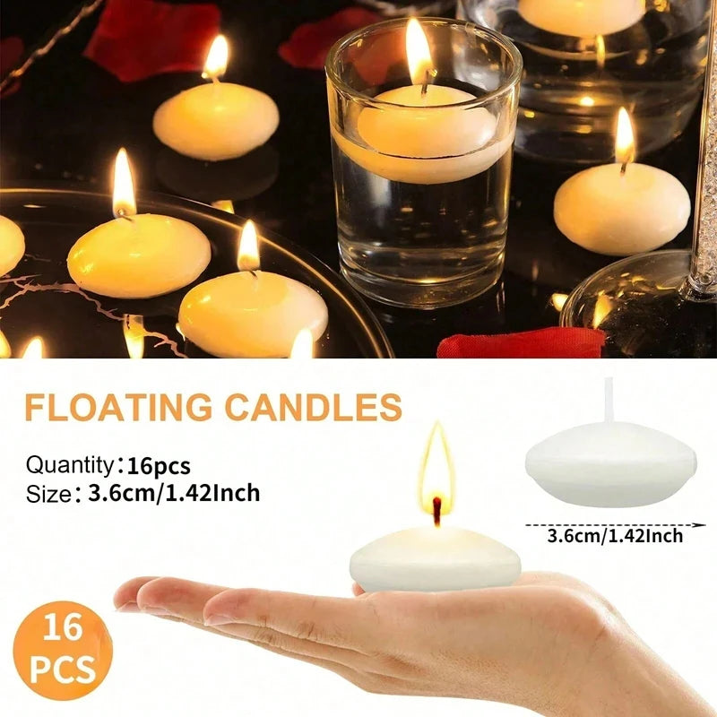 16Pcs Unscented Discs Candles Floating For Pool Party Wedding Home Bathtub Decor Supplies Romantic Confession Candlelight Dinner