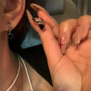 2023 Black Color Geometric Heart-shaped Earrings for Women Girls Fashion Hollow Heart Hoop Earrings  Jewelry Accessories
