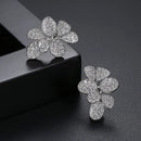 LUOTEEMI Luxuriöse große Blumenohrstecker CZ gepflastert, elegant, Hochzeit, Brautschmuck, Zirkonia, Hochzeitsschmuck, Ungewöhnliche heiße Designs, Geschenk