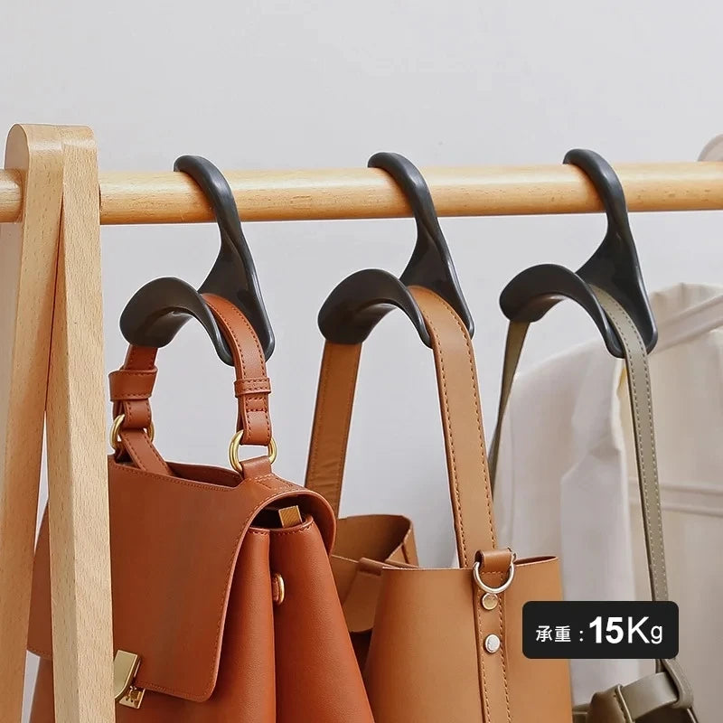 10PCS Durable Bag Rack Holder Home Closet Hat Silk Scarf Shawls Purse Handbag Storage Arched Hanger Hook wall Storage Hangers