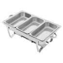 Chafing Dish Buffet Set 3 Grid Stainless Steel Rectangular Catering Chafer Warmer Set Buffet Dishes Warming Set 63.5*35.5*32cm