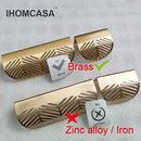 IHOMCASA Modern Simple Concealed Handle Brass Leaf Invisible Pulls Wardrobe Cupboard Wine Cabinet Furniture Drawer Golden Knobs