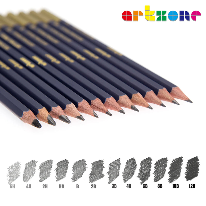 Professional Drawing Sketching Pencil Set, 12pcs Graphite Pencils, 6H-12B, Ideal for Drawing Art, Sketching, Shading, Artist Pen