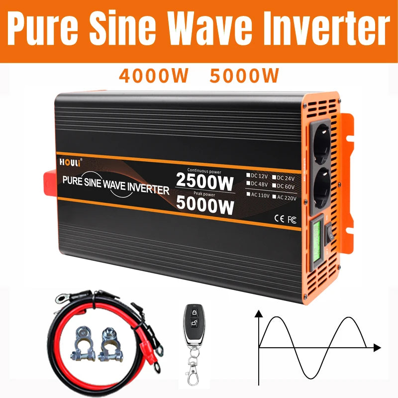 5000W Inverter 12V 220V 230V 4000W 24V Dc To 220V Ac Pure Sine Wave Voltage Converter 12 220 Power Car Micro Inverter