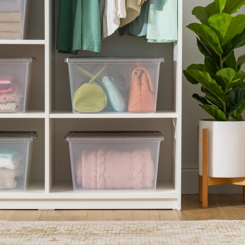 36qt/24.5qt/17qt Plastic Storage Bins with Lids, Stackable Totes, Containers 6-Pack/8-Pack, Durable and Functional