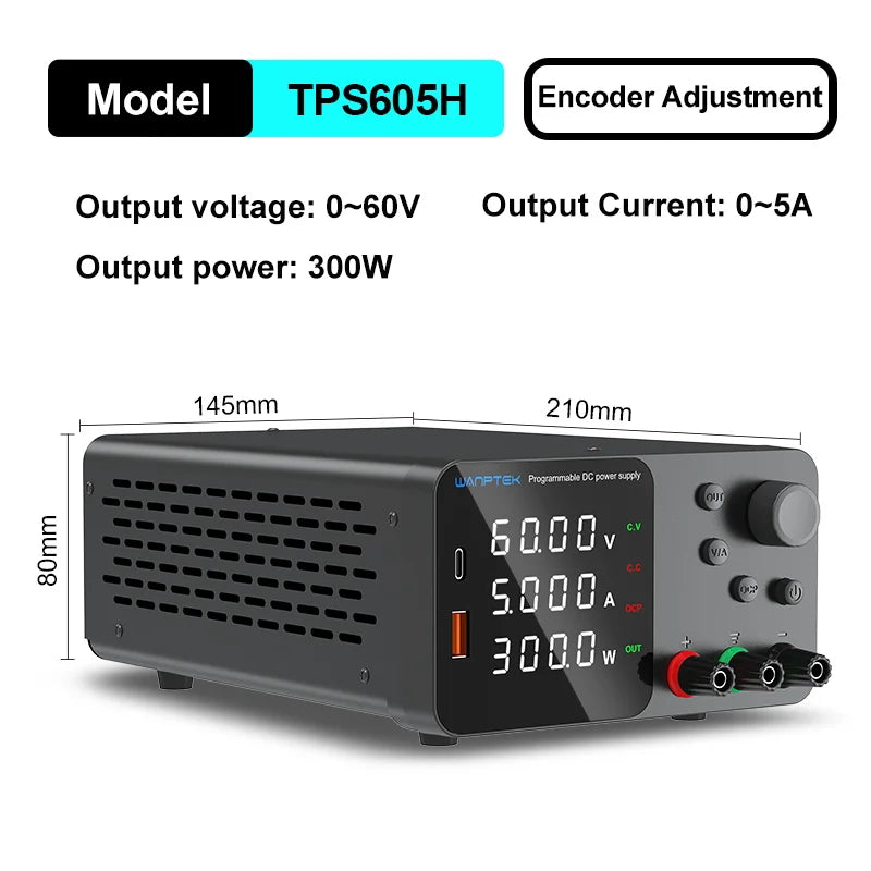Wanptek Laboratory DC Power Supply Adjustable 30V 10A 60V 5A Regulated Lab 120V 3A Bench Power Supply
