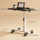 Overbed Table Adjustable Height Over The Bed Hospital Bedside Table w/ Tilting Desktop&Wheels, Rolling Standing Laptop Desk
