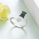 1Pc Cute Black Pug Dog Paw Open Ring Exquisite Women's Dog Jewelry Fashion Daily Accessories Perfect Gift for Dog Lovers